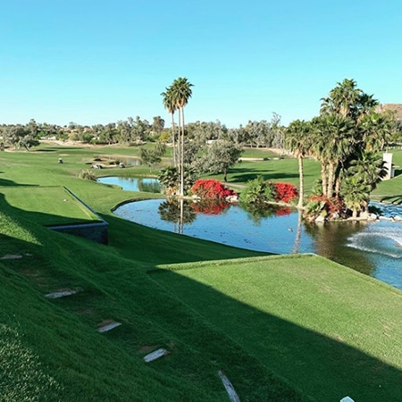 elevated view of golf course